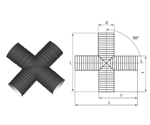 Крестовина гофрированная канализационная 160/136 пэ SN8/SN6