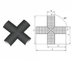 Крестовина гофрированная канализационная 160/136 пэ SN8/SN6